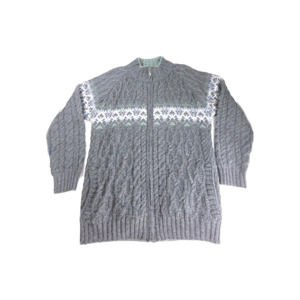 Aran Crafts Sweater Womens M Merino Wool Ireland Cable Knit Cardigan Fisherman